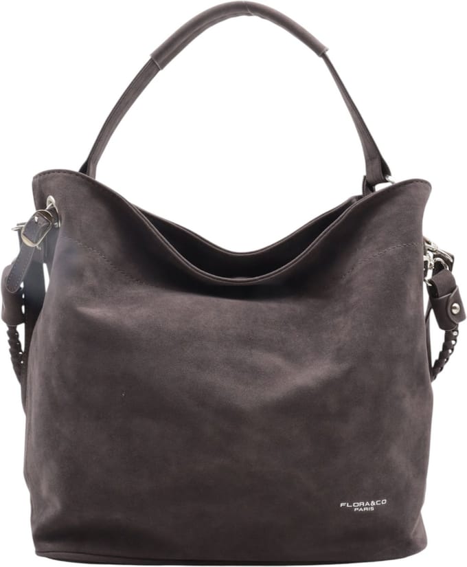 Flora&Co - Handtas - Suede look - grijs