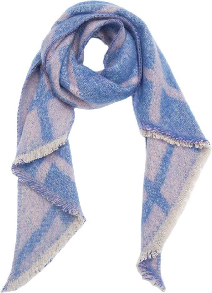 Winter Sjaal Dames Sjaal Blauw met Roze
