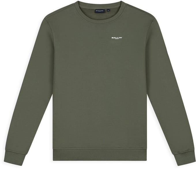 Ballin Amsterdam - Heren Regular fit Sweaters Crewneck LS - Dark Army - Maat M