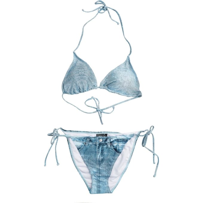 R.E.D. Rock-Engineered Design Blauwe bikiniset met halterbandjes - Dames - M