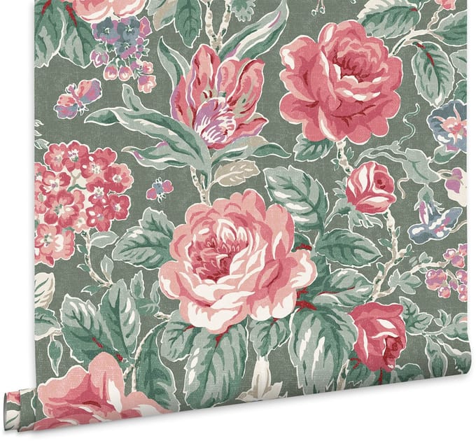 Laura Ashley Wild Roses Behang - Bloemen - 10mx52cm - Groen