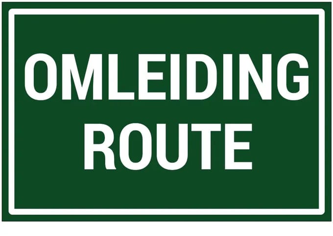 Omleiding route bord | gecoat dibond materiaal | 45 x 30 cm