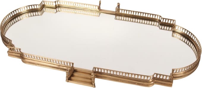 Baroque - Decoratief dienblad - Dienblad spiegel koper 85 cm - 8x51x85 - Brass+glass