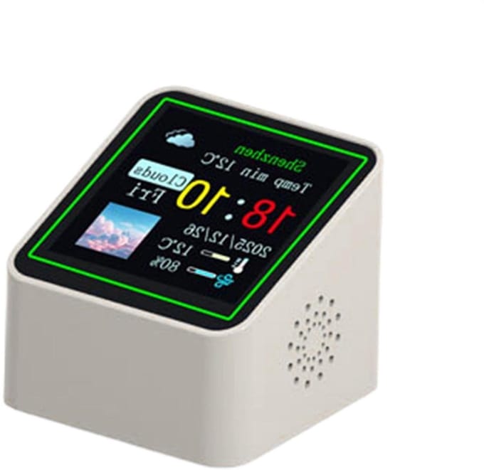 Digitale Weerklok - Weerstation Klok - Binnen Milieu - Real-time Data - Compact Formaat - Wit