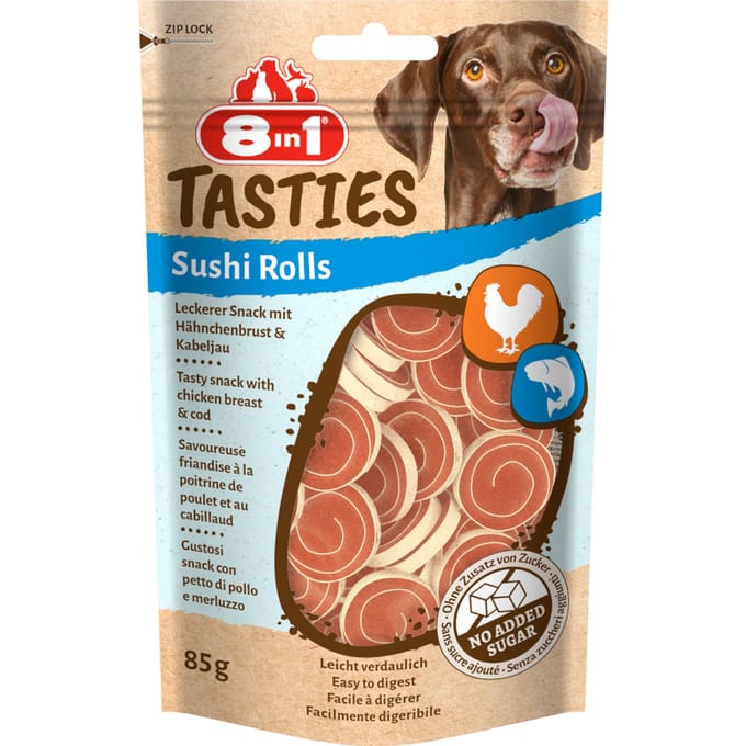 Voordeelpakket: 2x 85g 8in1 Tasties Sushi Rolls kip hondensnacks