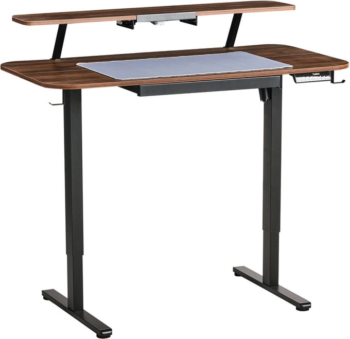 WILBANKS - Verstelbaar bureau elektrisch - Bruin/Zwart - Staal