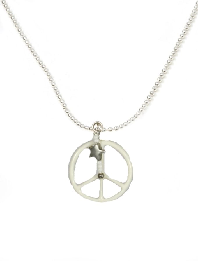 IbizaMen KIDS - Jongens - ketting - ballchain - rvs - peace - van bone