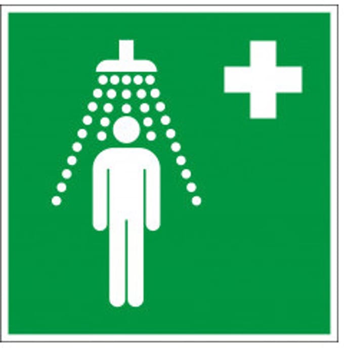 Nooddouche sticker - ISO 7010 - E012 300 x 300 mm