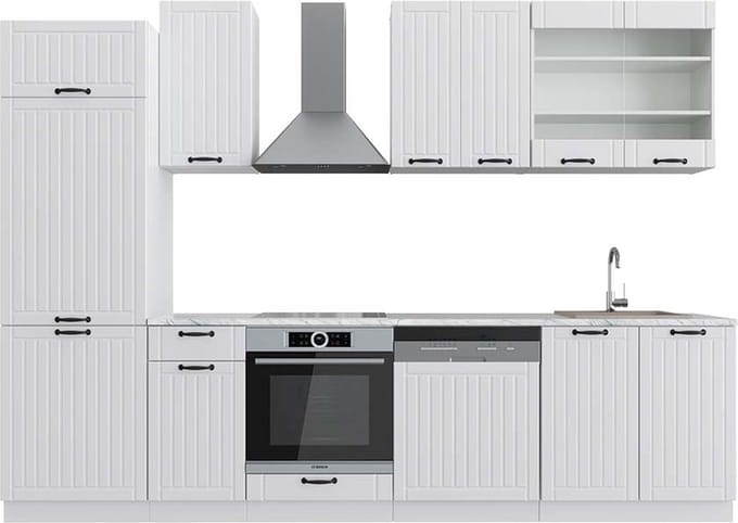 Vicco Fame-Line Complete keukeneenheid – 300 cm, WB Marmer Wit landhuis/wit