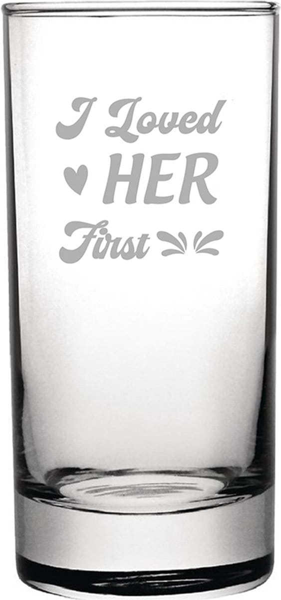 Gegraveerde Longdrinkglas 28,5cl I loved her first