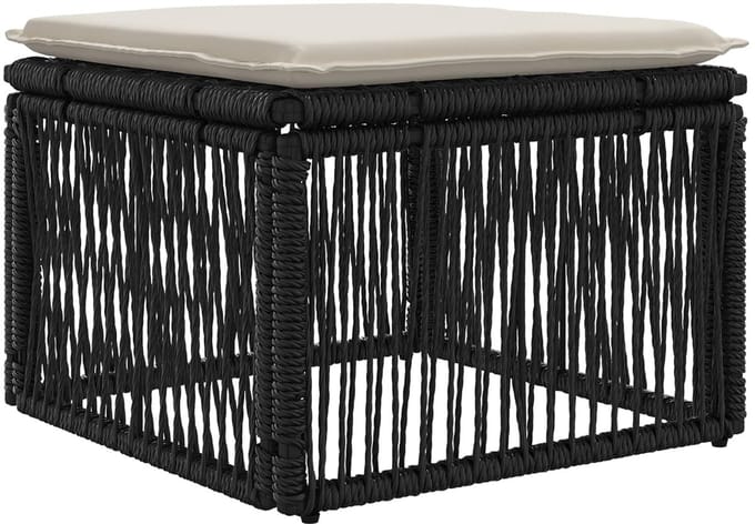vidaXL - voetensteun - Zwart - poly - rattan