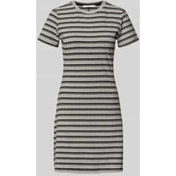 Tom Tailor Denim - Getailleerde mini-jurk met streepjesmotief - Maat M - black white gradient stripe