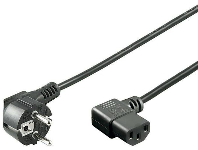 Stroomkabel schuko naar C13 haaks 1,50m zwart