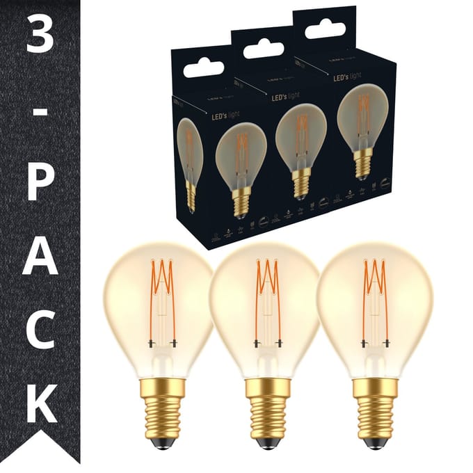LED's Light LED Lampen goud E14 - Gloeilamp design - Dimbaar extra warm wit - 3PACK