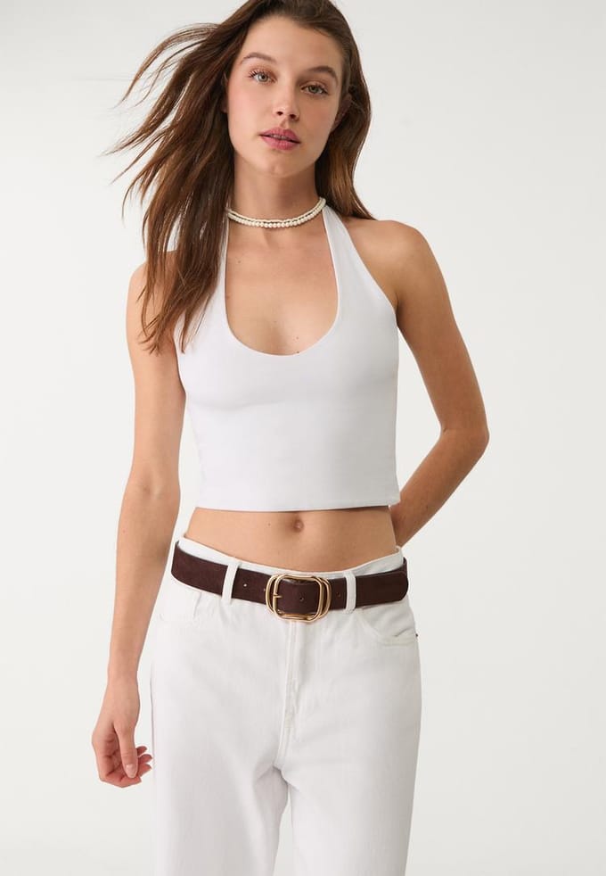 Stradivarius Riem met overlappende gesp  Bruin 70
