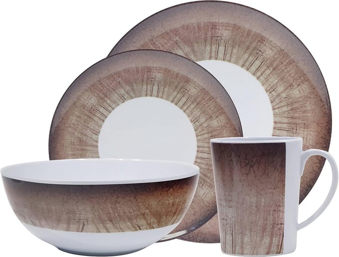 16-delige melamine dinerset - Vaatwasserbestendig en draagbaar servies voor buitengebruik