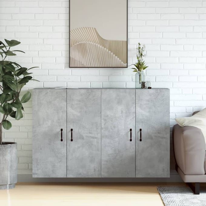vidaXL - Hangkasten - 2 - st - bewerkt - hout - betongrijs