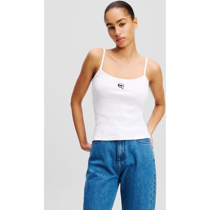 Karl Lagerfeld Ikon Patch Tank Top White Größe: S | Tanktops Outlet | Damen | Weiß