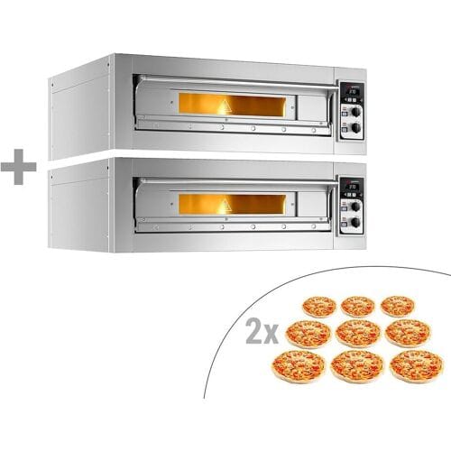 GGM Gastro (2 Stück) Elektro Pizzaofen - 9+9x 33cm - Manuell Zilver