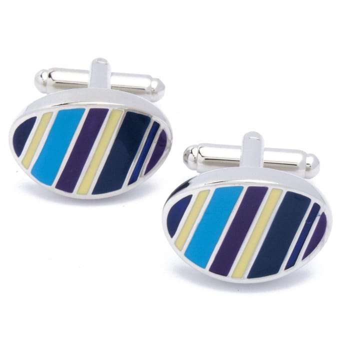 Manchetknopen - Schuin Blauw Geel Paars Emaille