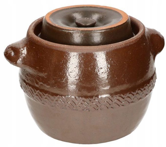KOTARBAU® Fermentatiepot 5 L - Zuurkoolpot - met Deksel en Waterrand Keramische Fermentatiepot - Steengoed - Bruin