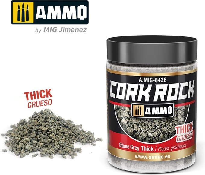 AMMO by Mig Jimenez Modelbouwdecoratie - MIG 8426 Cork Rock Stone Grey - Thick - Terraform - 100ml Effecten potje