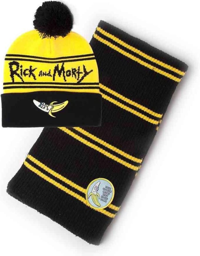Rick And Morty Muts & Sjaal Set Banana Geel/Zwart