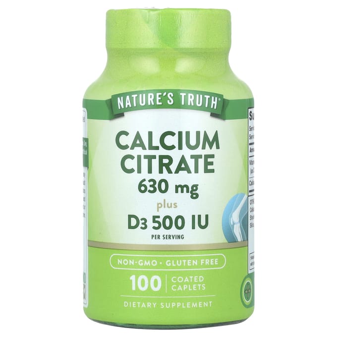 Nature's Truth, Citrate de calcium plus D3, 100 comprimés enrobés