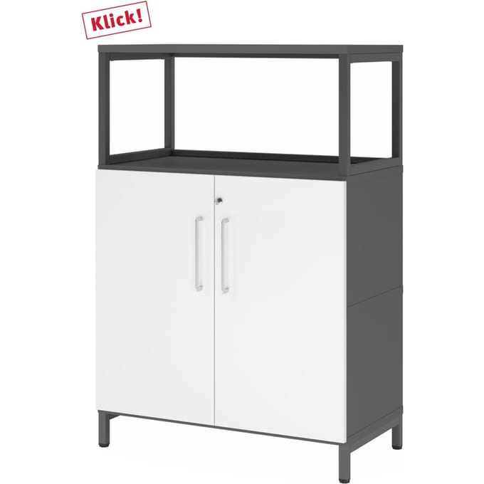 FlexWall | 3 OH | Deuren + frame | met sokkel - Grafiet/Wit