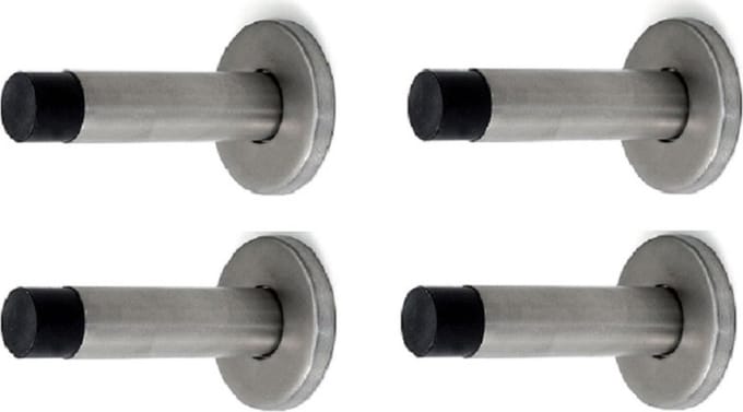 Dulimex Deurstopper/deurbuffer - 4x - 50 x 86mm - inclusief schroeven - RVS - wandmodel