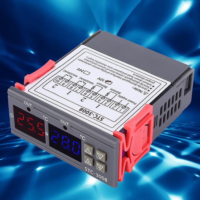Digitale Intelligente Thermostaat Instelbare Temperatuurregelaar Schakelaar met Dubbele NTC (12V) black