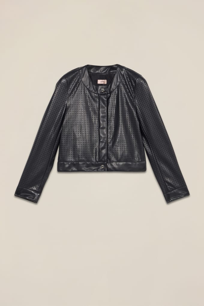 Oltre Short Perforated Jacket Blue Taglia: 36 | Giacche di pelle Outlet | Donna | Blu