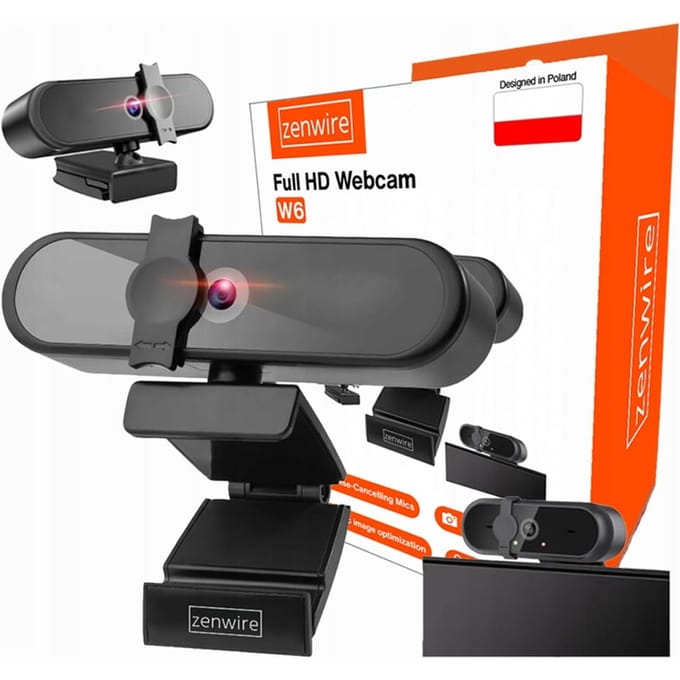 Zenwire W6 Webcam met microfoon en kap - USB 3.0 - Full HD 1080p - Autofocus - Ruisonderdrukking - Plug and Play