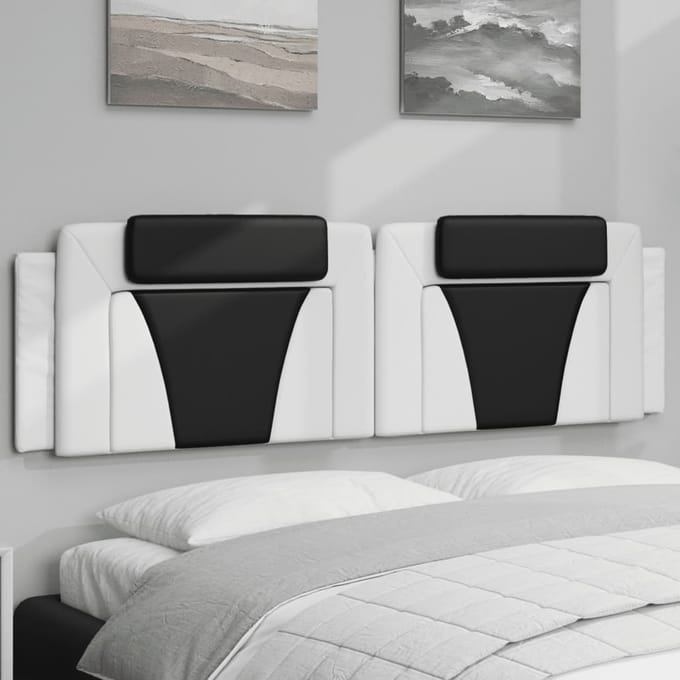 vidaXL - Hoofdbordkussen - "Viana" - 180 - cm - kunstleer - wit - en - zwart