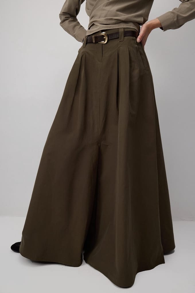 Touché Privé - A-lijn rok met coupenaden - Khaki - Dames