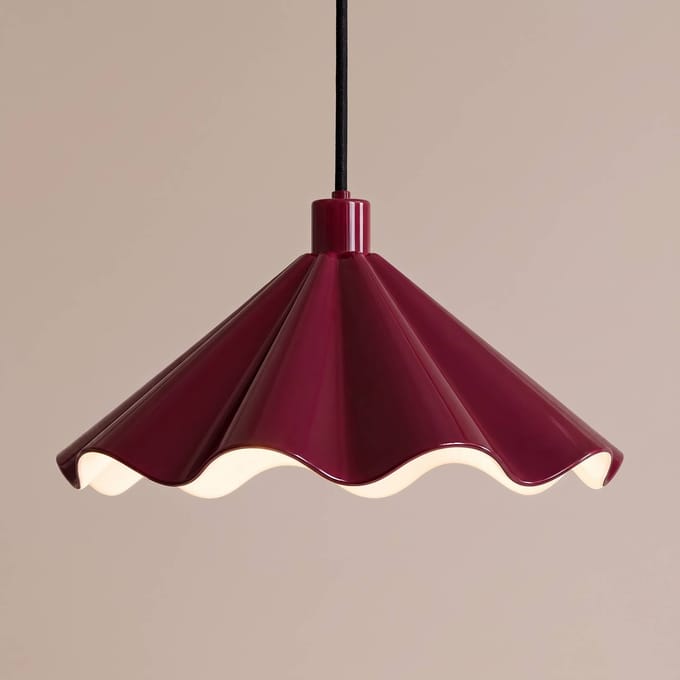 Lindby hanglamp Lilliet, Ø 34 cm, donkerrood, metaal, E27