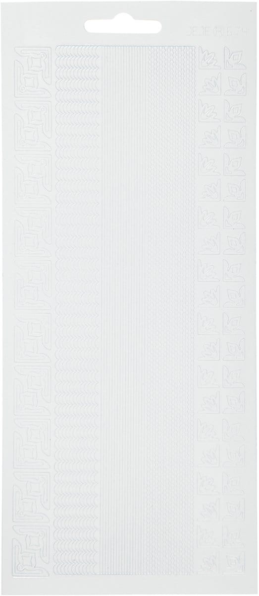 Stickers, randen, vel 10x23 cm, wit, 1 vel