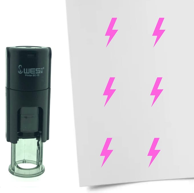 CombiCraft Stempel Bliksem 10mm rond - Roze inkt