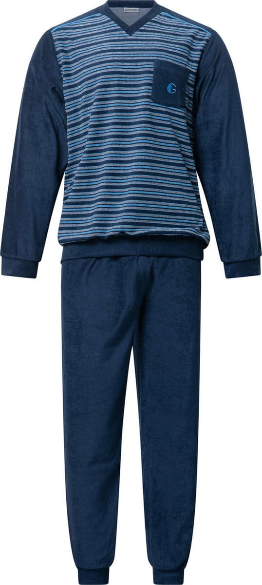 Gentlemen badstof heren pyjama 4212 - V-hals - XL - Blauw