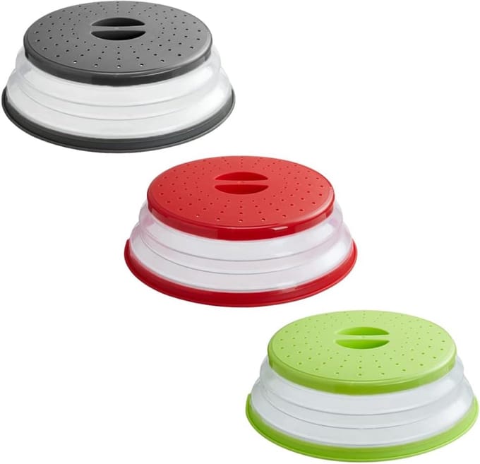 Magnetron Deksel - Voedsel Deksel - Voorkomt Morsen - Inklapbaar Ontwerp - 3 Stuks - Gemengde Kleuren