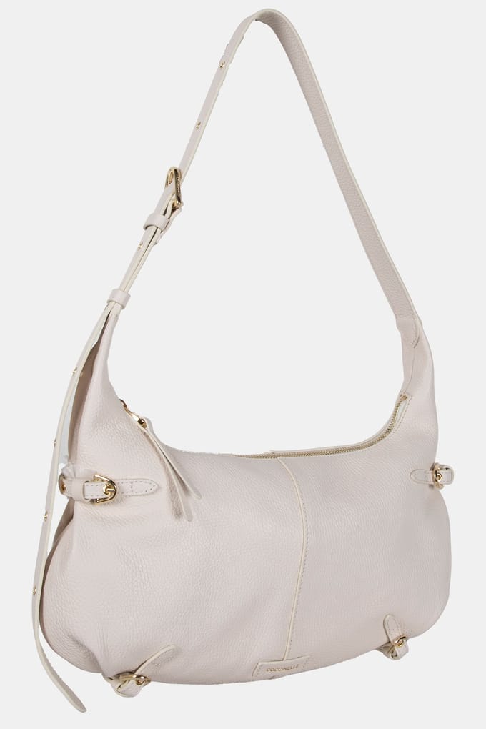Coccinelle Large Leather Shoulder Bag In Cream Maat: OS | Handtassen Outlet | Dames | Wit