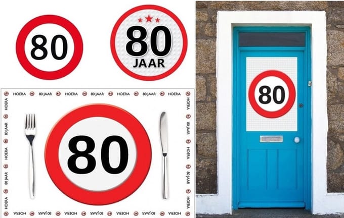 80 jaar stopbord versiering voordeel pakket