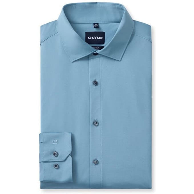 OLYMP No. Six 24/Seven Overhemd, Super Slim, Modern Kent, Ozonblauw