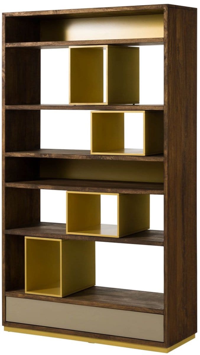 MASSIVMOEBEL24.DE mango open kast bruin massief hout 111x40x193 cm (BxTxH) geolied gemonteerd CHICAGO deels massief #111