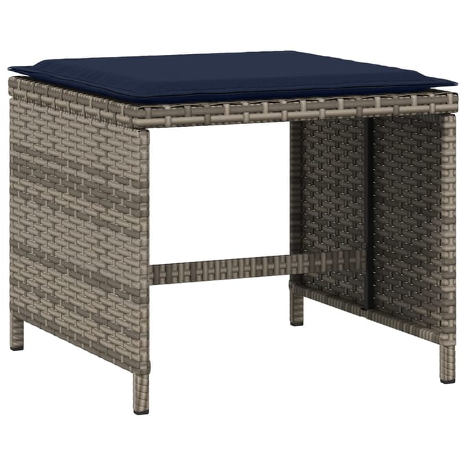 vidaXL - Tuinkrukken - 4 - st - met - kussens - 40x40x35 - cm - poly - rattan - grijs