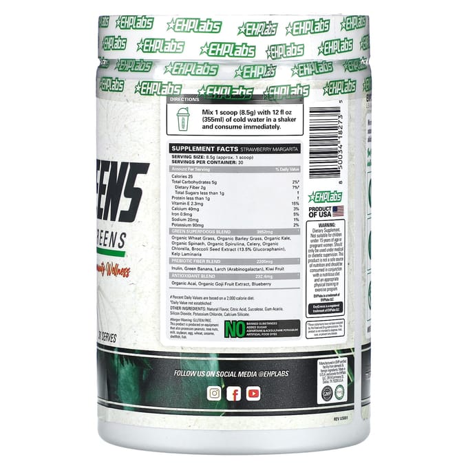Oxygreens, Dagelijkse Super Groenten, Aardbei Margarita, 255G(9 Oz)