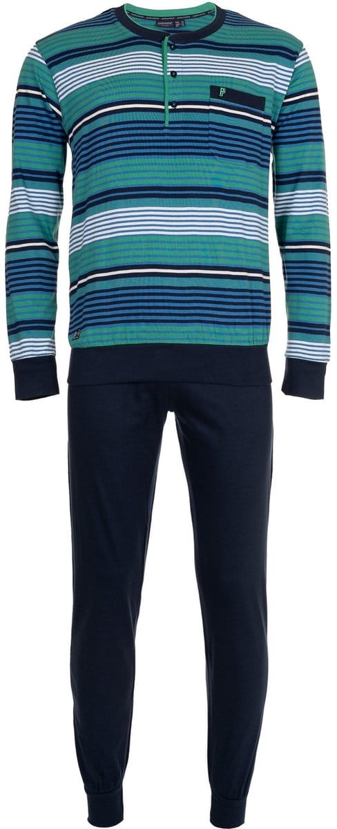 Pastunette Pyjama - Katoen - Gestreept - Groen/Blauw - Maat 46