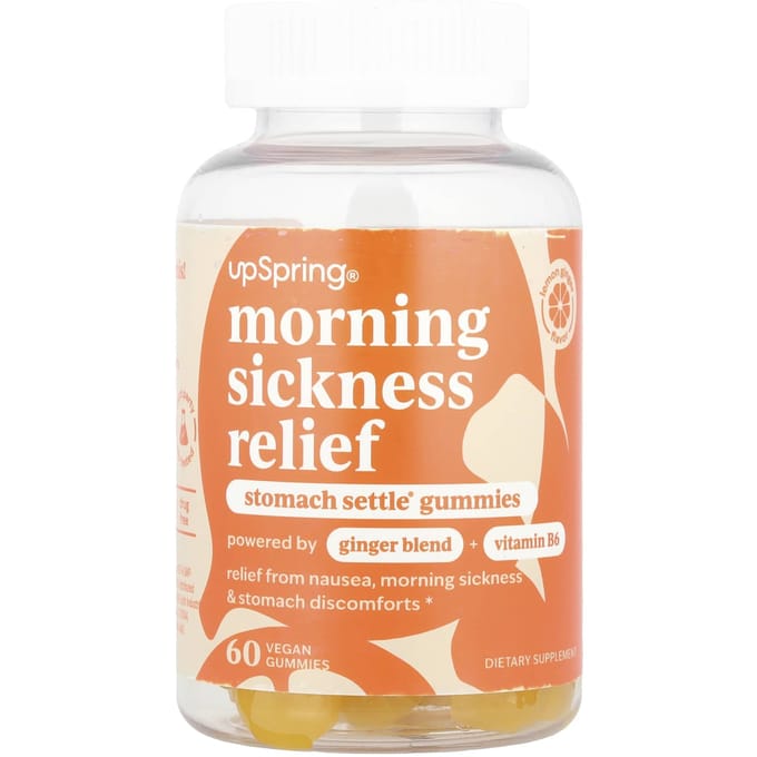 UpSpring, Soulagement des nausées matinales, Gommes Stomach Settle®, Citron Gingembre, 60 gommes véganes