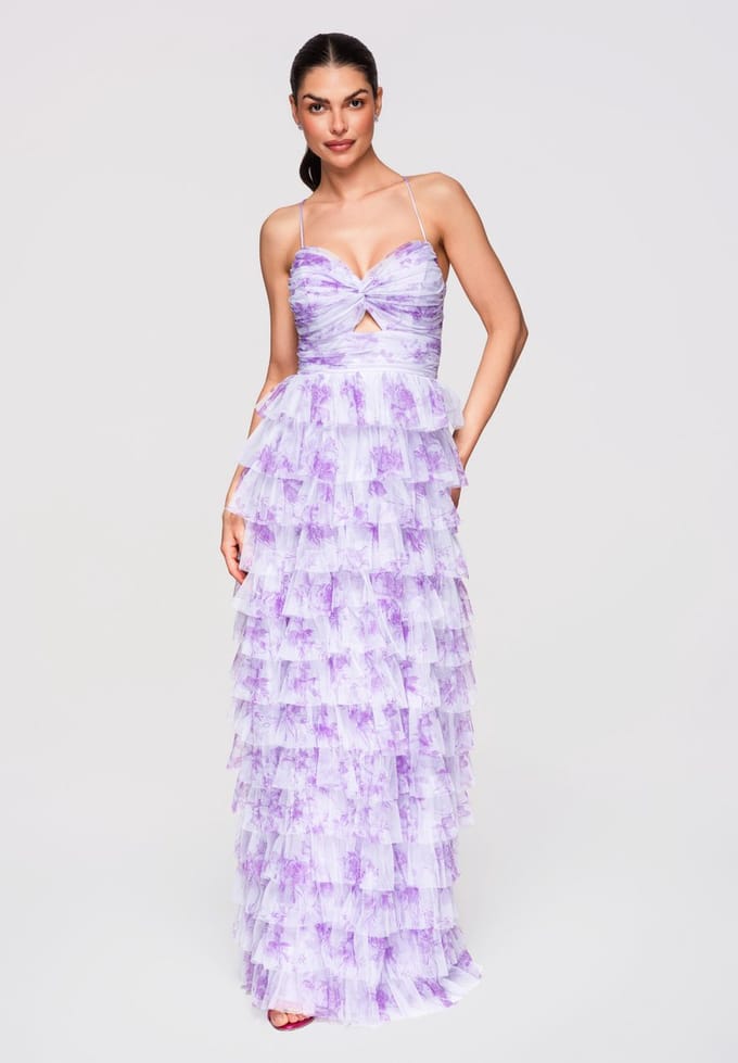 LARICA Jurk - Slim Fit - Rits - Gebloemd Violet M