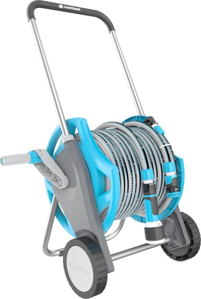 Cellfast - Tuinslang met snalghouder - 1/2" 20 m en sproeier, aansluitingen, DISCOVER ERGO